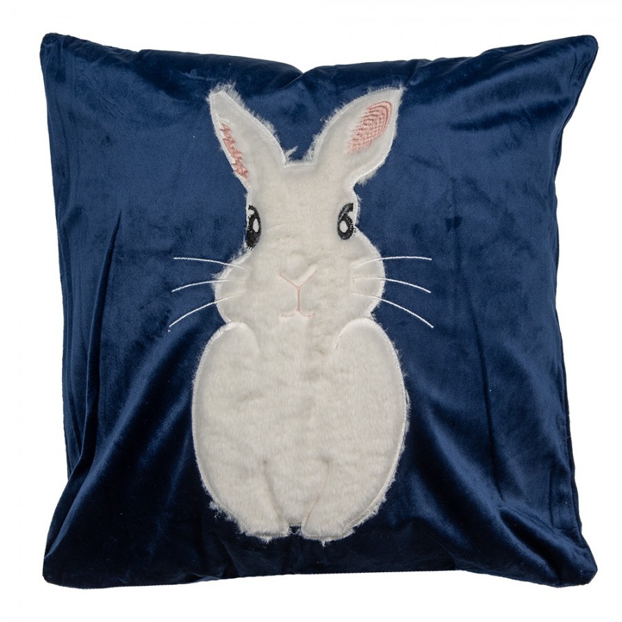Cushion Cover 45x45 Cm Blue White Polyester Rabbit Square - Pasen