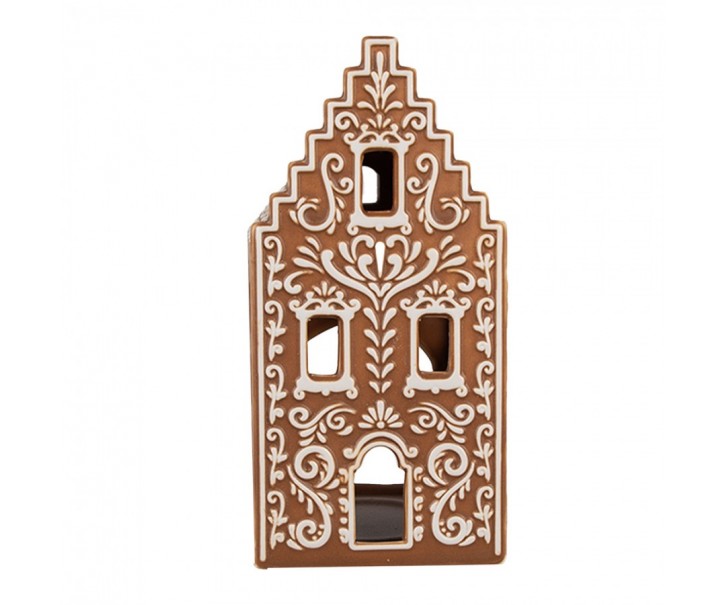 Porcelánový svícen perníková chaloupka Gingerbread House - 7*7*15 cm