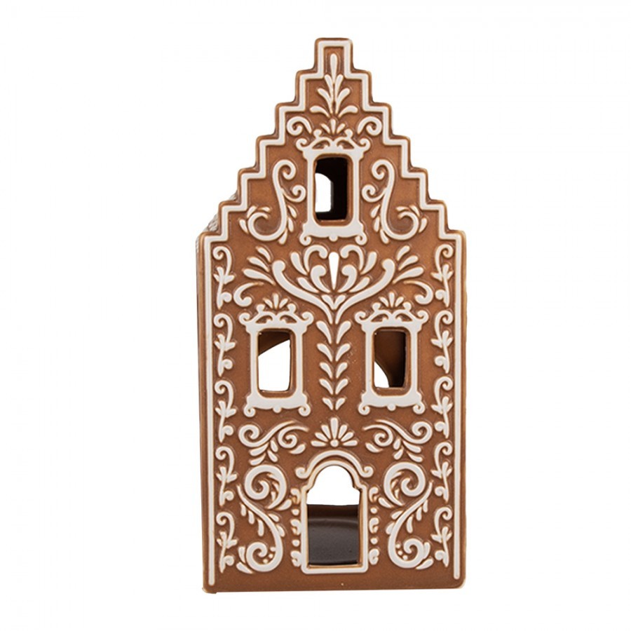Porcelánový svícen perníková chaloupka Gingerbread House - 7*7*15 cm