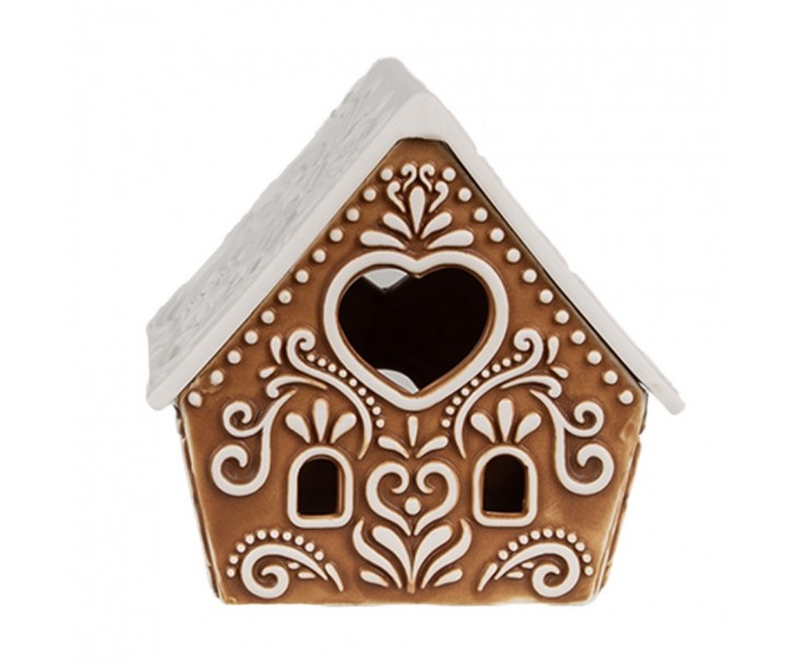 Porcelánový svícen perníková chaloupka Gingerbread House - 8*6*8 cm