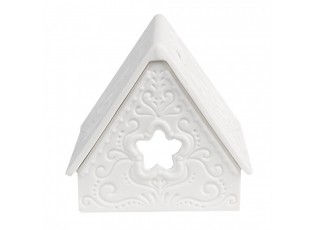 Bílý porcelánový svícen chaloupka House Fairy - 8*7*7 cm