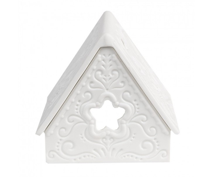 Bílý porcelánový svícen chaloupka House Fairy - 8*7*7 cm