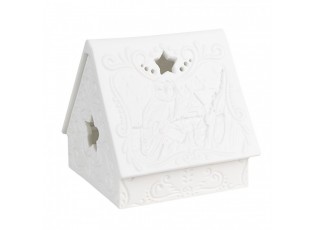 Bílý porcelánový svícen chaloupka House Fairy - 8*7*7 cm