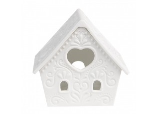 Bílý porcelánový svícen chaloupka House Fairy - 8*6*8 cm