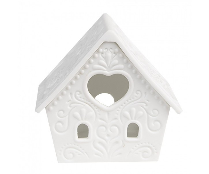 Bílý porcelánový svícen chaloupka House Fairy - 8*6*8 cm