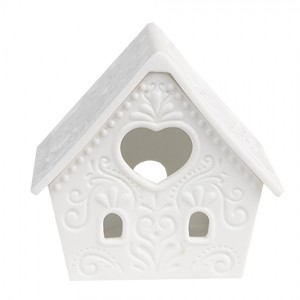 Bílý porcelánový svícen chaloupka House Fairy - 8*6*8 cm