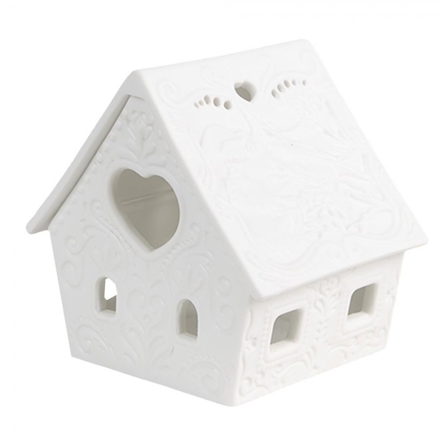 Bílý porcelánový svícen chaloupka House Fairy - 8*6*8 cm