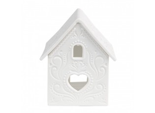 Bílý porcelánový svícen chaloupka House Fairy - 7*6*9 cm