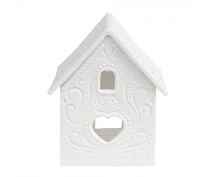 Bílý porcelánový svícen chaloupka House Fairy - 7*6*9 cm