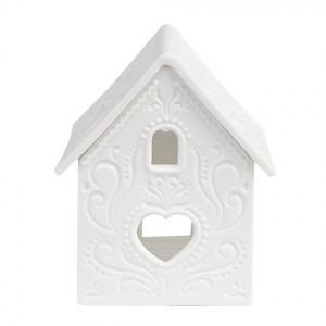 Bílý porcelánový svícen chaloupka House Fairy - 7*6*9 cm