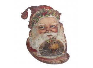 Vánoční kovová nástěnná dekorace Santa Vintage - 39*1,5*50 cm