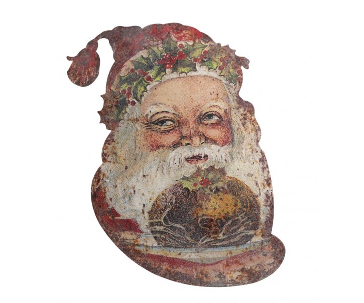 Vánoční kovová nástěnná dekorace Santa Vintage - 39*1,5*50 cm