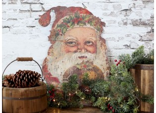 Vánoční kovová nástěnná dekorace Santa Vintage - 39*1,5*50 cm