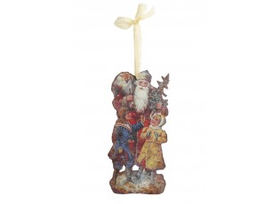 Vánoční kovová závěsná dekorace Santa Vintage - 15*30 cm