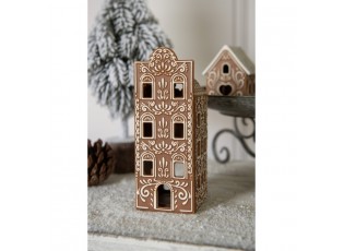 Porcelánový svícen perníková chaloupka Gingerbread House - 7*7*19 cm