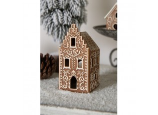 Porcelánový svícen perníková chaloupka Gingerbread House - 7*7*15 cm