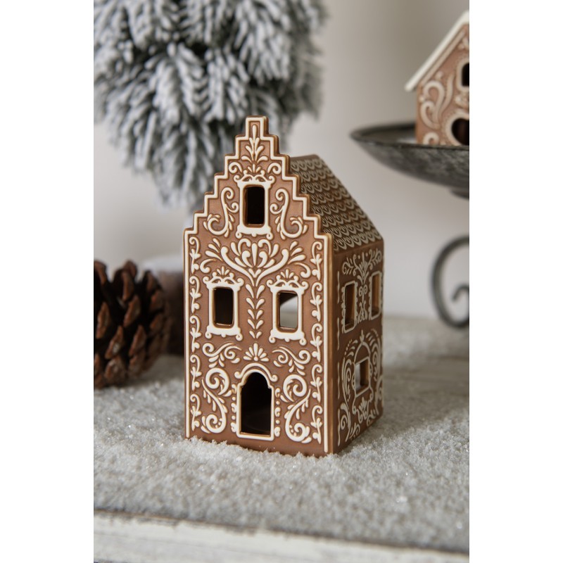 Porcelánový svícen perníková chaloupka Gingerbread House - 7*7*15 cm