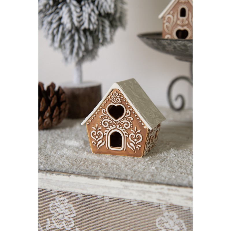 Porcelánový svícen perníková chaloupka Gingerbread House - 8*6*8 cm