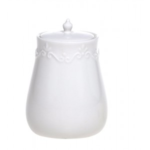 Porcelánová dóza s krajkou Provence lace - 8,5*13 cm / 320 ml
