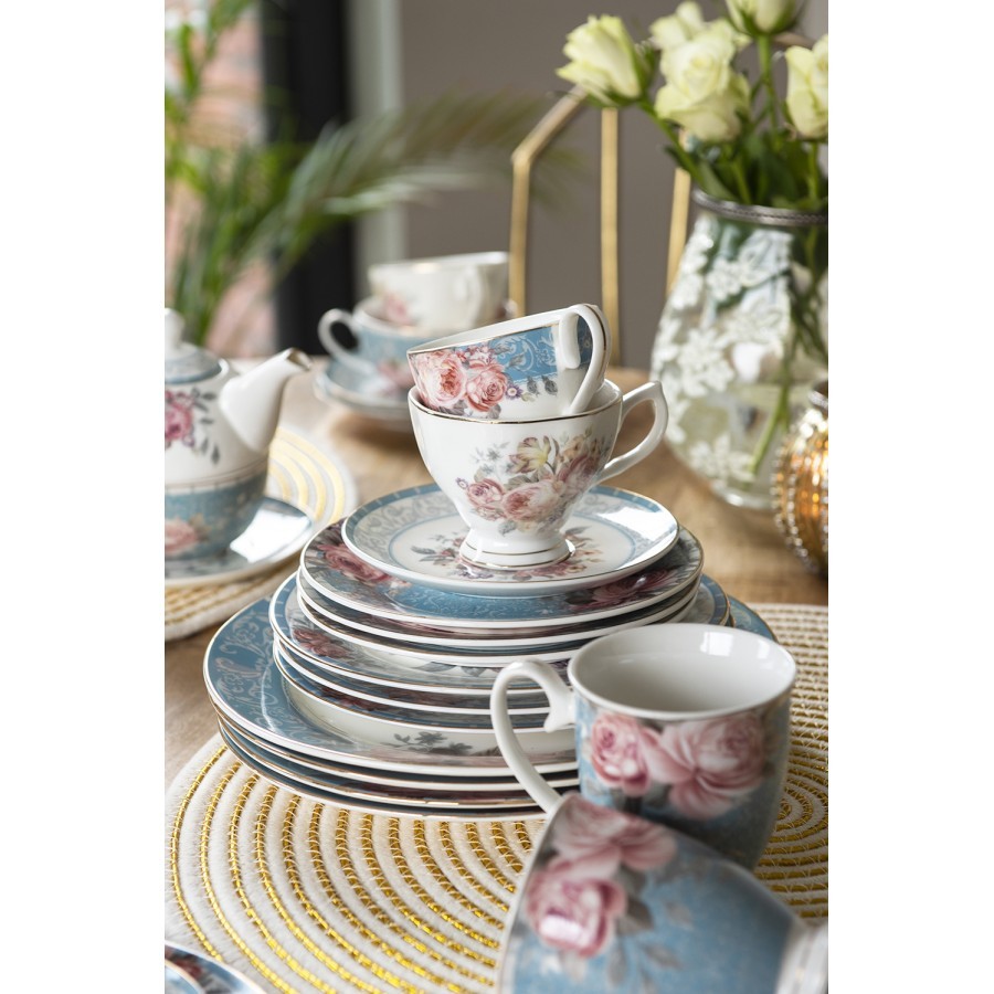 Porcelánový dezertní talířek se zlatou linkou Peony Rosé - Ø 21*2 cm