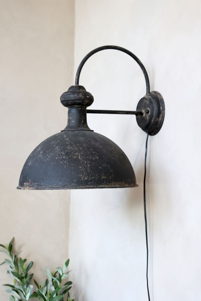 Černá antik nástěnná lampa s patinou Factory Lamp - 34*44*42 cm/E27/ 60W