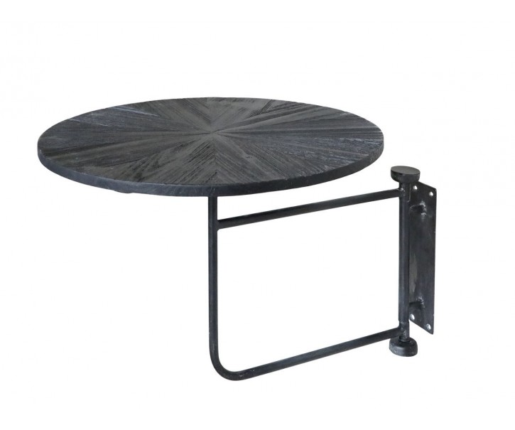 Černý antik dřevěný kulatý nástěnný stůl Tin Wall Table - 35*45 cm