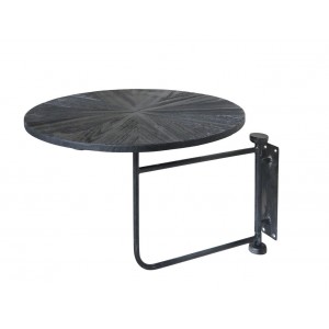 Černý antik dřevěný kulatý nástěnný stůl Tin Wall Table - 35*45 cm