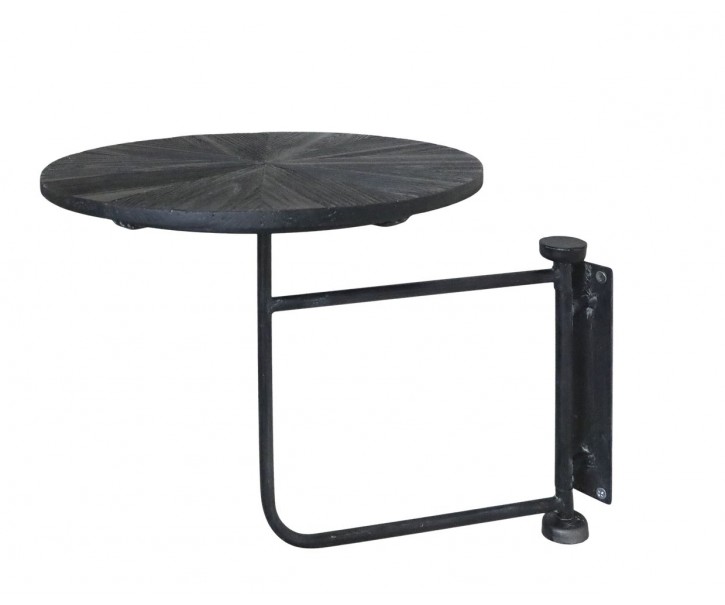 Černý antik dřevěný kulatý nástěnný stůl Tin Wall Table - 30*40 cm