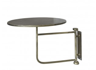 Mosazný antik kovový kulatý nástěnný stůl Tin Wall Table - 30*40 cm