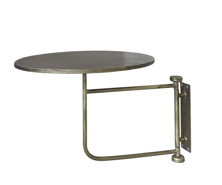 Mosazný antik kovový kulatý nástěnný stůl Tin Wall Table - 30*40 cm