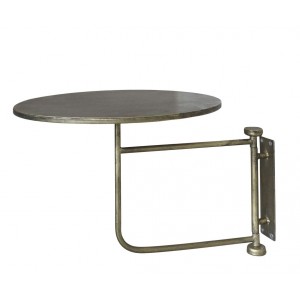 Mosazný antik kovový kulatý nástěnný stůl Tin Wall Table - 35*45 cm
