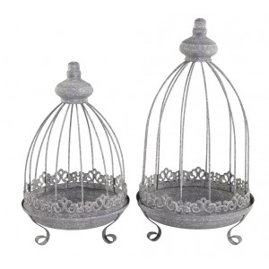 2ks zinková antik kovová dekorační klec Narbonne - 22*39/ 19*32 cm