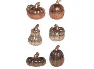 Set 6ks keramická dekorace dýně se třpytkami Pumpkin - Ø 5*7 cm 