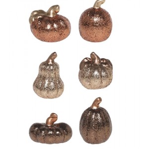 Set 6ks keramická dekorace dýně se třpytkami Pumpkin - Ø 5*7 cm 