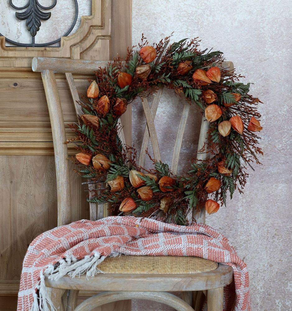 Podzimní dekorativní věnec s mochyní Fleuria - Ø 46*8 cm