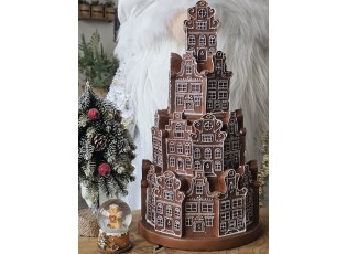 Svítící perníková věž z chaloupek Gingerbread House - Ø 18 * 33 cm/ 3*AAA