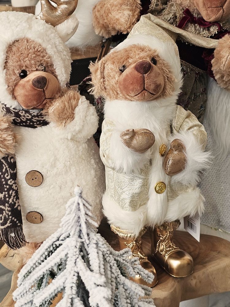 Vánoční dekorace stojící plyšový medvěd v oblečku Teddy Bear - 22*16*36 cm