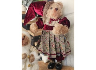 Vánoční dekorace stojící plyšová medvědice v oblečku Teddy Bear - 28*21*51 cm