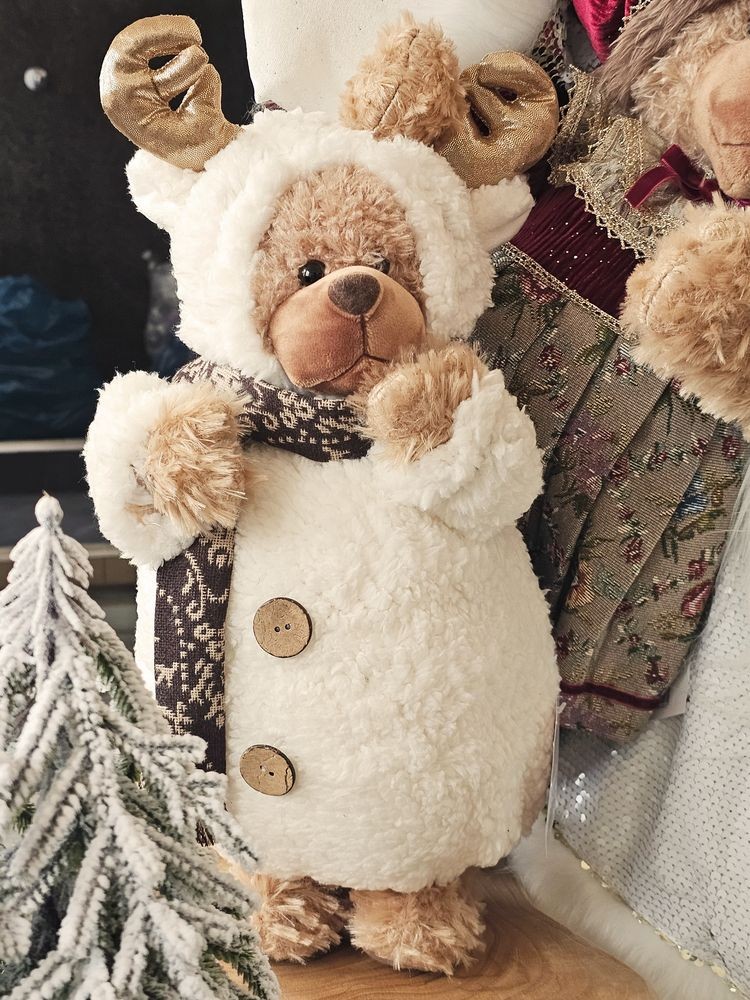 Vánoční dekorace stojící plyšový medvěd v oblečku Teddy Bear - 22*16*40 cm