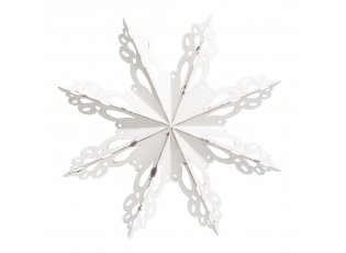 Bílá antik kovová nástěnná dekorace sněhová vločka Snowflake - 43*6 cm