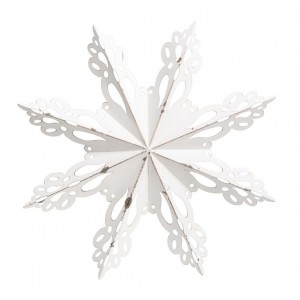 Bílá antik kovová nástěnná dekorace sněhová vločka Snowflake - 43*6 cm