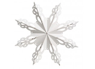 Bílá antik kovová nástěnná dekorace sněhová vločka Snowflake - 43*6 cm