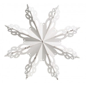 Bílá antik kovová nástěnná dekorace sněhová vločka Snowflake - 43*6 cm