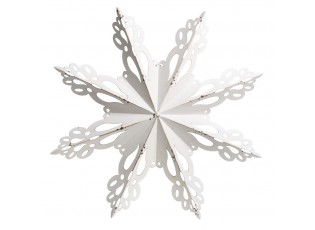 Bílá antik kovová nástěnná dekorace sněhová vločka Snowflake - 43*6 cm