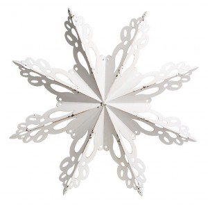 Bílá antik kovová nástěnná dekorace sněhová vločka Snowflake - 43*6 cm
