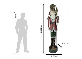 Červená vánoční dekorace Louskáček v životní velikosti - 56*39*202 cm