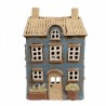 Modrý keramický svícen na čajovou svíčku domek Amster Village - 16*10*23 cm