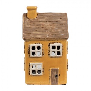 Žlutý keramický svícen na čajovou svíčku domek Amster Village - 9*9*15 cm