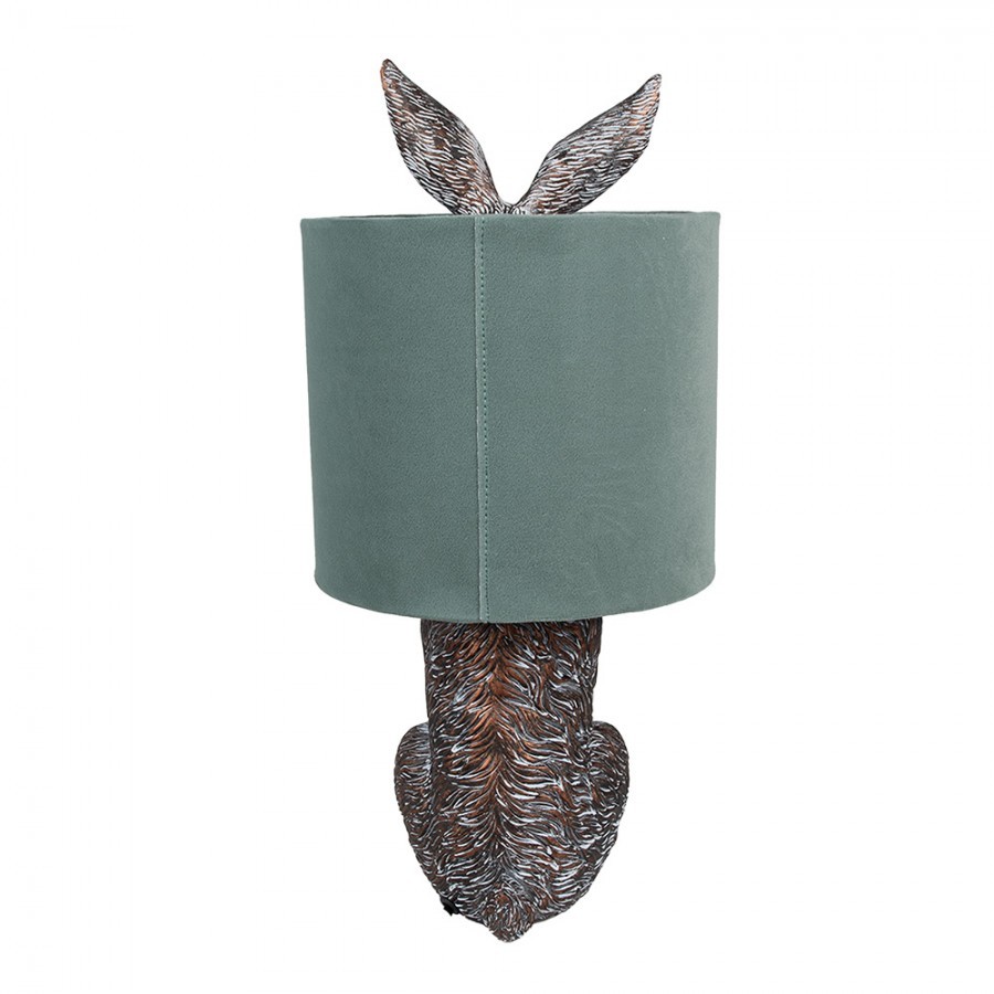Šedá stolní lampa králík se zeleným stínidlem Rabbi - Ø 20*43 cm
