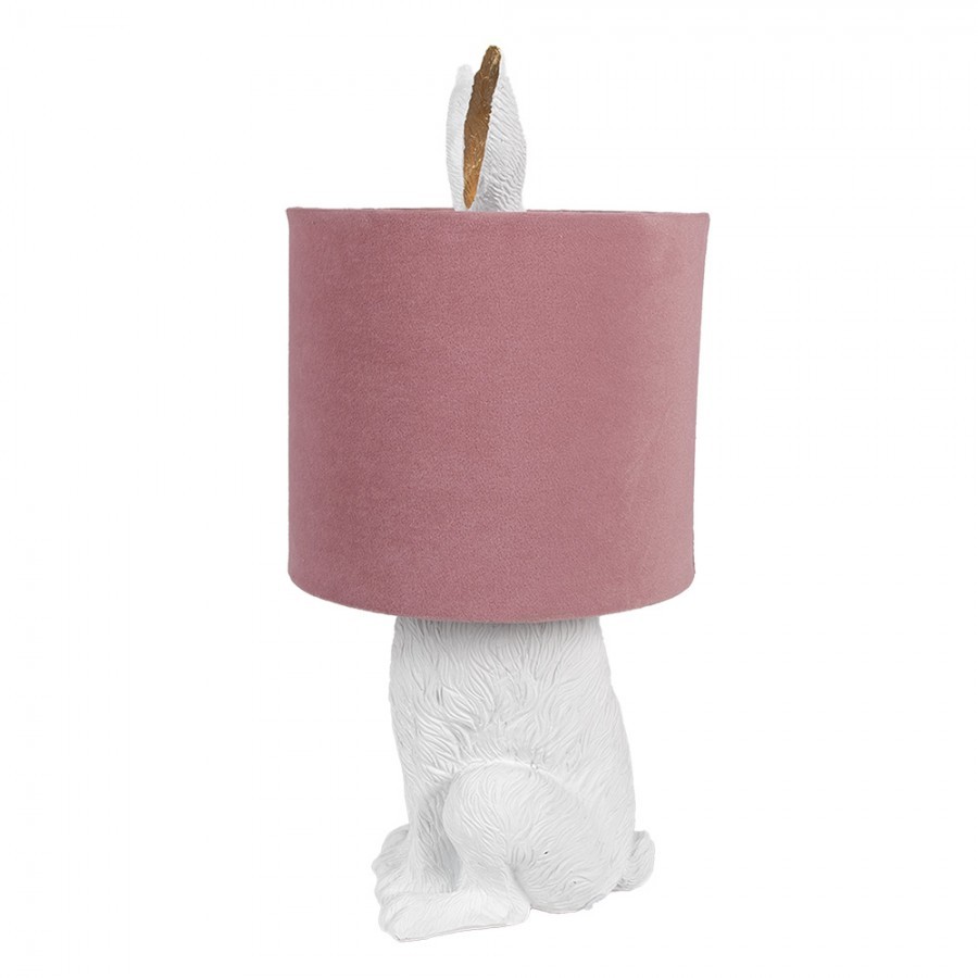 Bílá stolní lampa králík s růžovým stínidlem Rabbi - Ø 20*43 cm